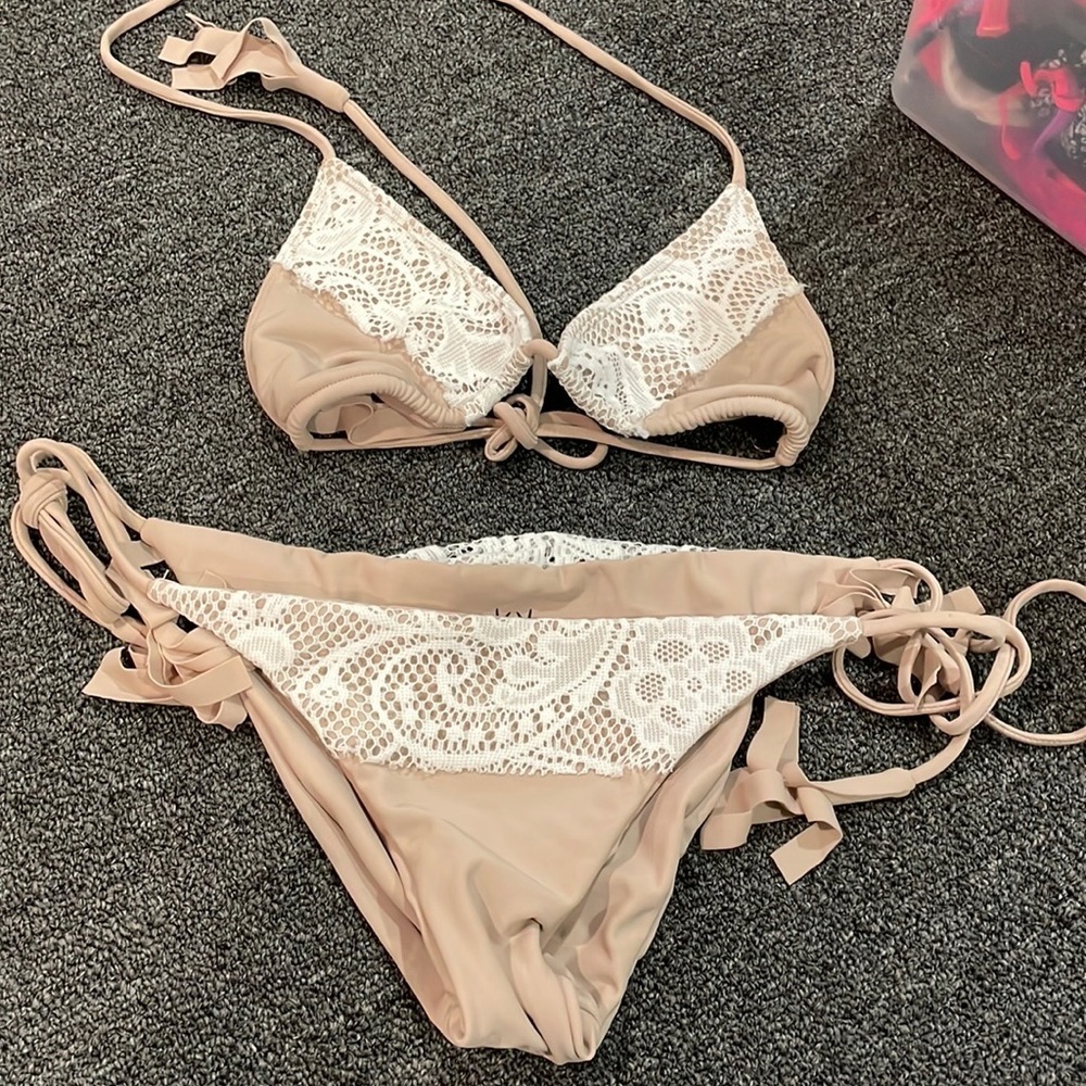TIARE HAWAII Lace Tan Triangle Bikini